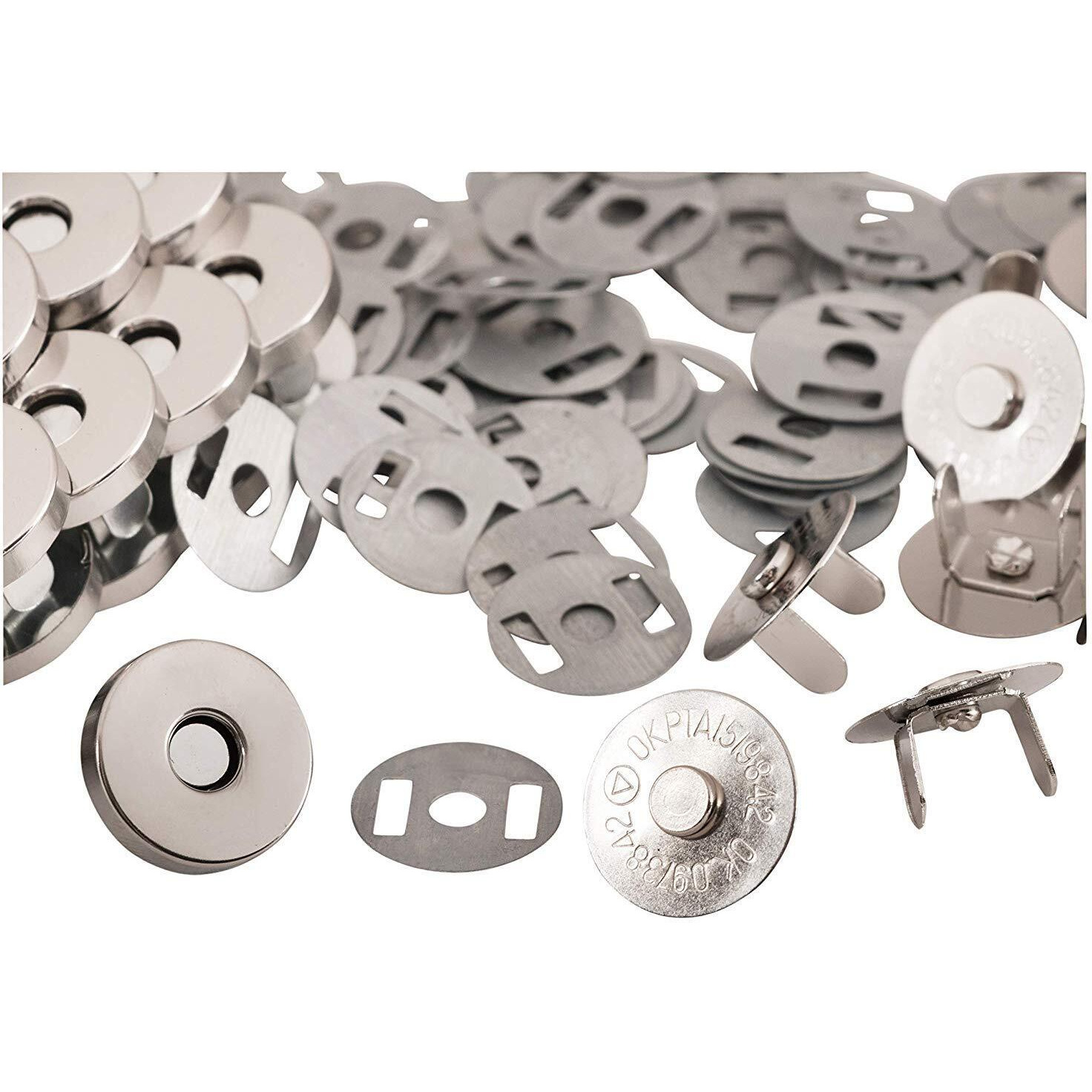 Diy Crafts Pack Of 15 Pcs, Silver A, Pack Magnetic Clasps, Snaps, Fasteners, Button Replacement Kit, Perfect For Purse, Bag, Clothes, Leather, Silver, Diameter Pu(Pack Of 15 Pcs, Silver A)