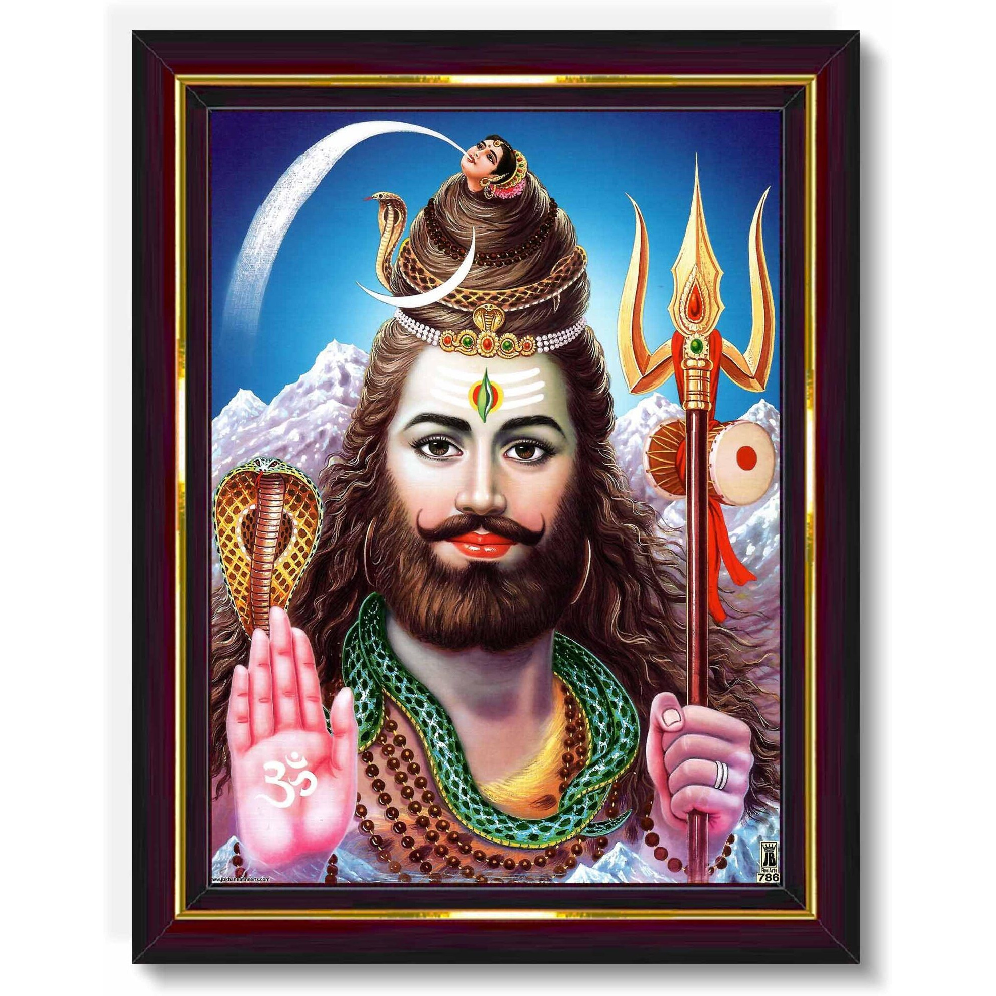 Pavan Photo Laminations Lord Shiva Shiv Bholenath Mahadev Ji Siva Wall Painting Framed Home Decor (Wood,Matte,Brown,Big Size,10 X 12 Inch) B1091M