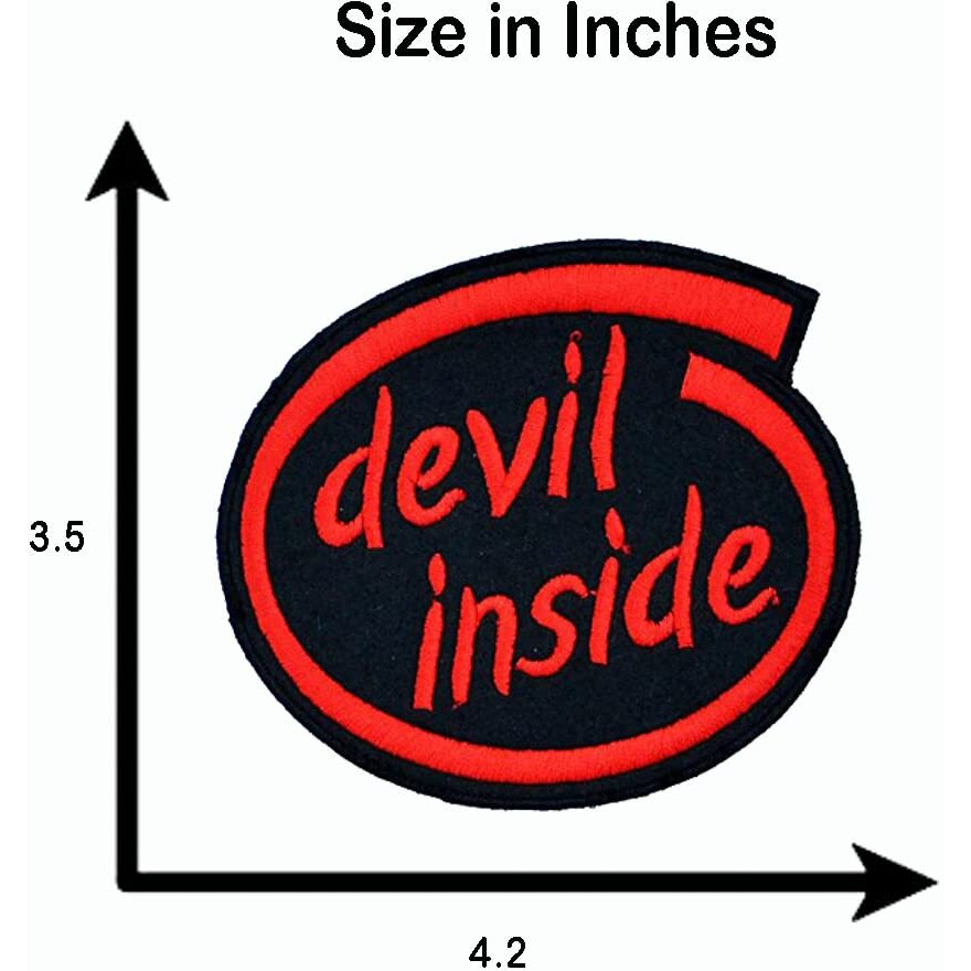 Motohog Unique Embroidered Iron & Sew On Patch (Devil Inside, Red) 4.2X3.5 Inches
