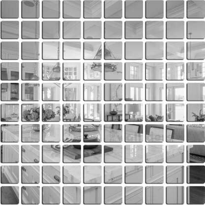 Meraki Mart Wall Stickers Square Non Glass 3D Acrylic Mirror Self Adhesive Diy Snake Tiles Wall Design Decor Art For Home, Bedroom, Office, Garden And Washroom - 10.16X10.16 Cm,100 Pcs (Silver)