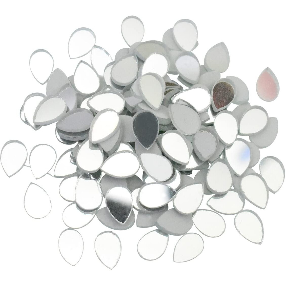 Embroiderymaterial Smoothly Grinded Edges Glass Craft Mirrors For Lippan Art, Dress Embellishment, Craft & Diy (5X7Mm, Silver, Tear Drop Shape, 1000 Pieces)
