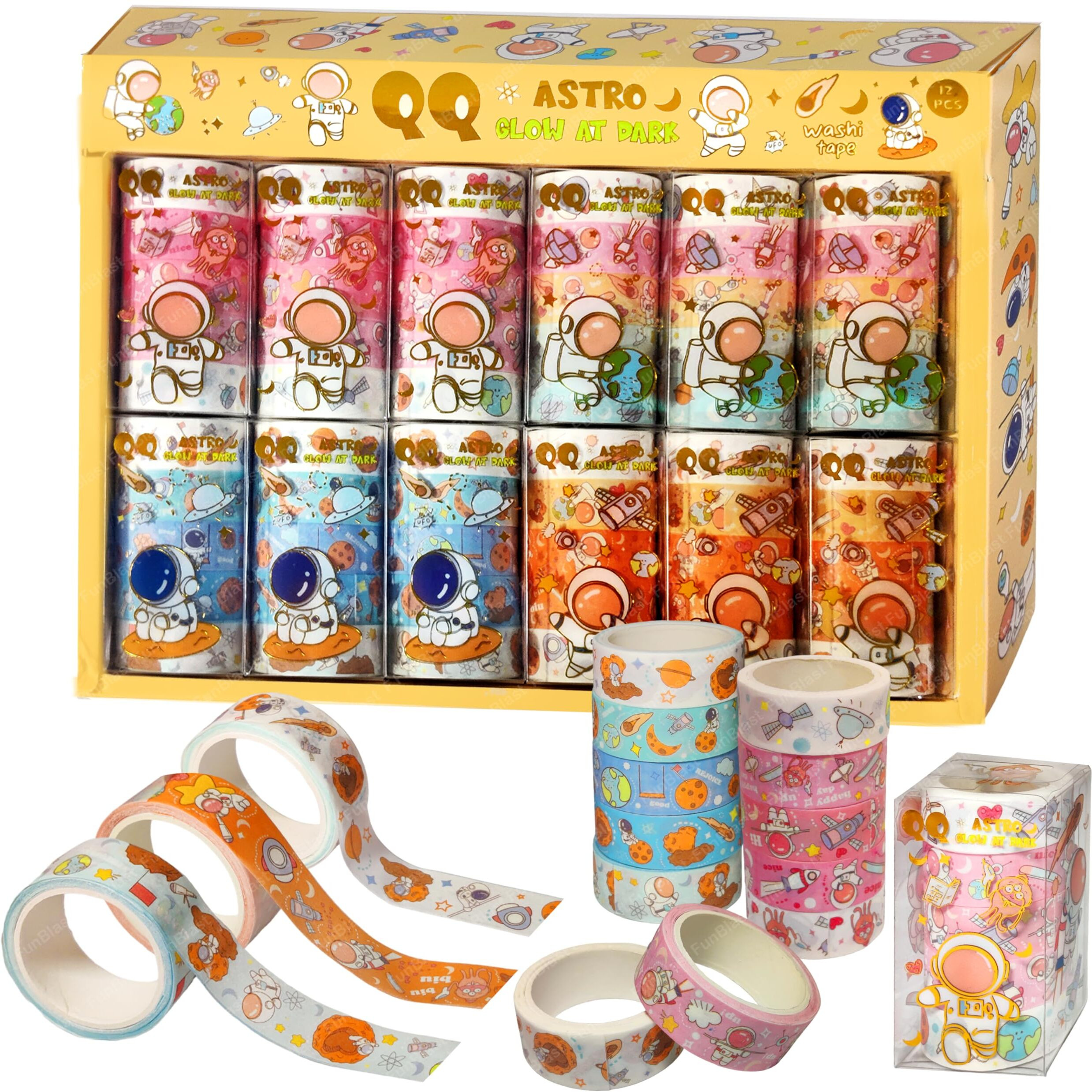 Funblast Washi Tape Set  Set Of 60 Pcs Decorative Kawaii Washi Rolls, Self-Adhesive Masking Tape Roll Set For Art Craft Scrapbook Journaling For Kids