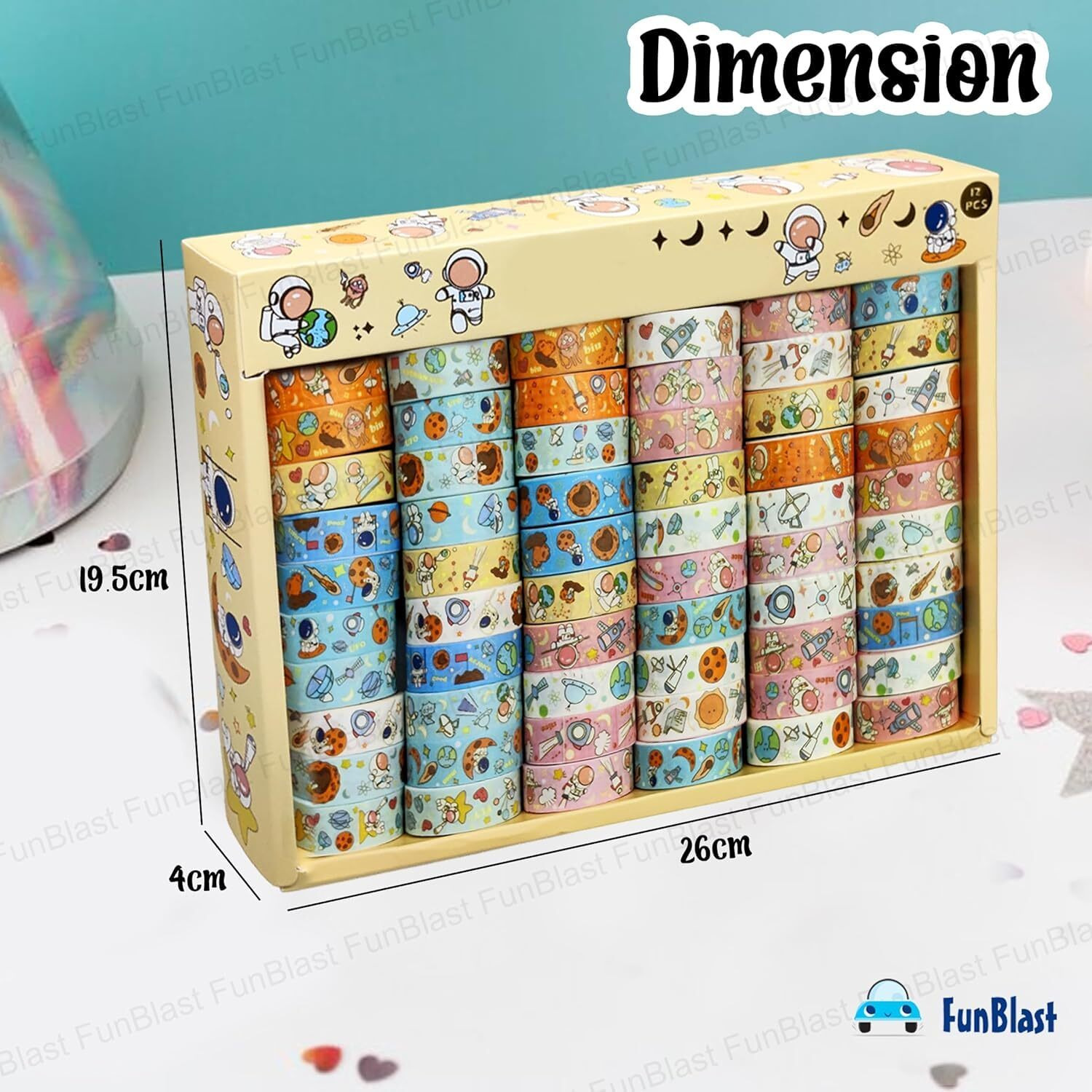Funblast Washi Tape Set  Set Of 60 Pcs Decorative Kawaii Washi Rolls, Self-Adhesive Masking Tape Roll Set For Art Craft Scrapbook Journaling For Kids