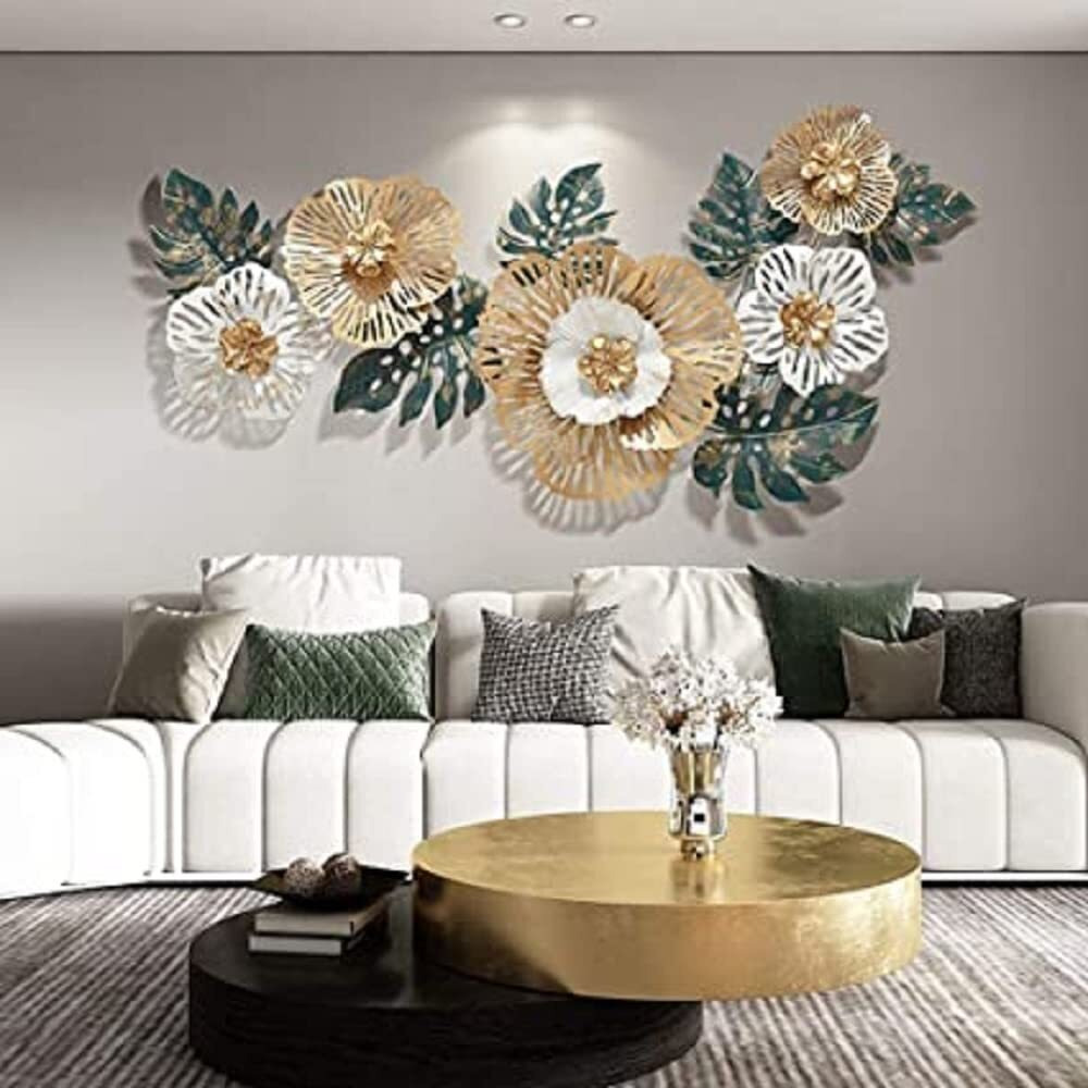 Metal Wall Art Iron Floral Wall Hanging Home Decoration Perfect For Living Room/Hotel/Restaurant/Bedroom/Drawing Room (Color  Multicolor) (Size 140 X 60 Cm) Medium
