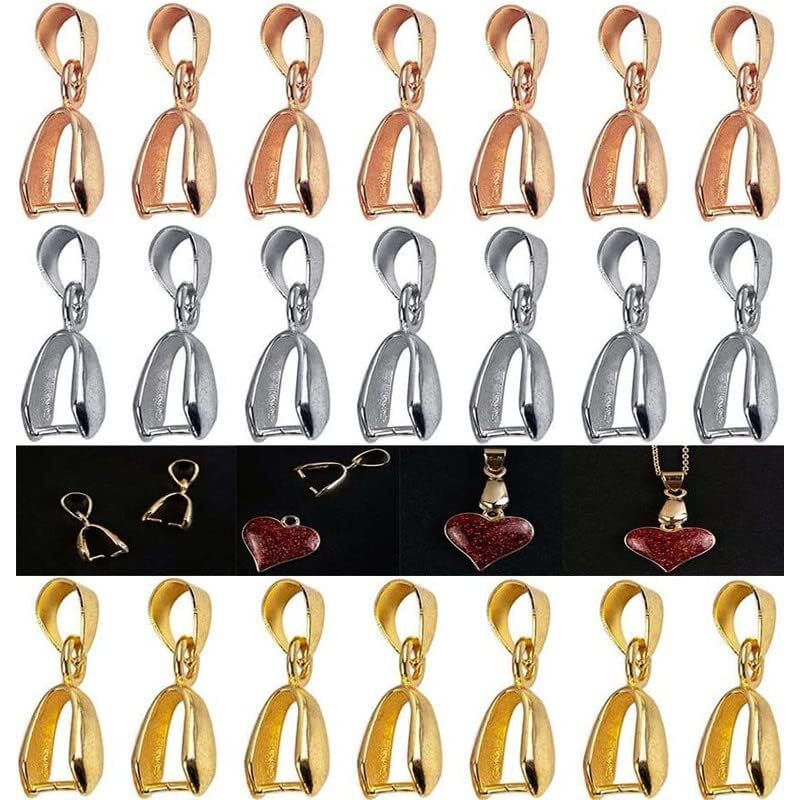 Diy Crafts 30 Pcs, Antqiue Silver, Metal Pinch Clip Bail Clasp Dangle Bead Pendant Connector Findings For Jewelry Making (30 Pcs, Antqiue Silver)