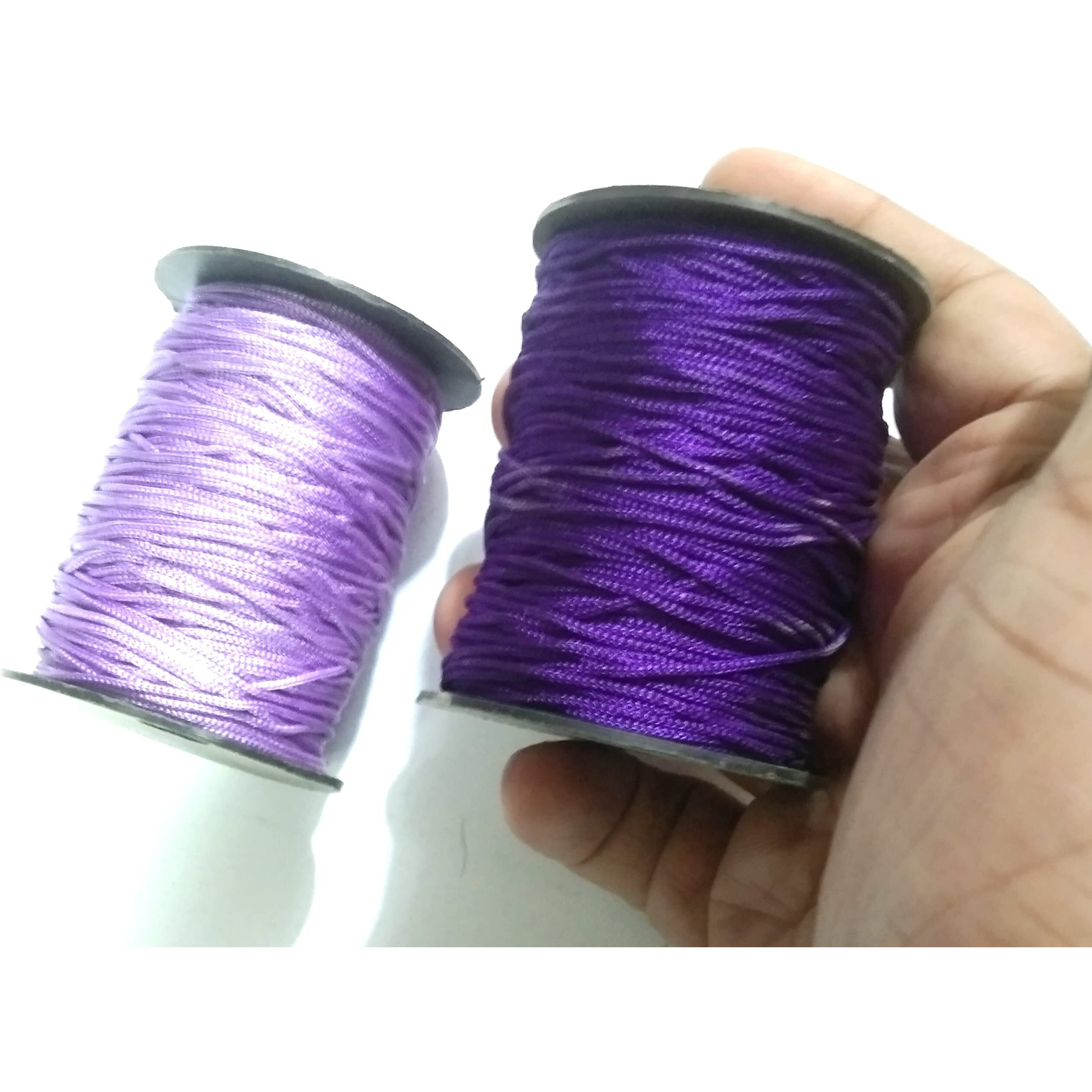 Omx Nylon 1Mm Thick, 2 Rolls, Macrame Cord (100 Meters In 1 Roll), Total 200 Mtr Nylon Chinese Knotting Cord, 1M For Macrame, Jewelry Making, Craft Projects. (Light Purple & Dark Purple)
