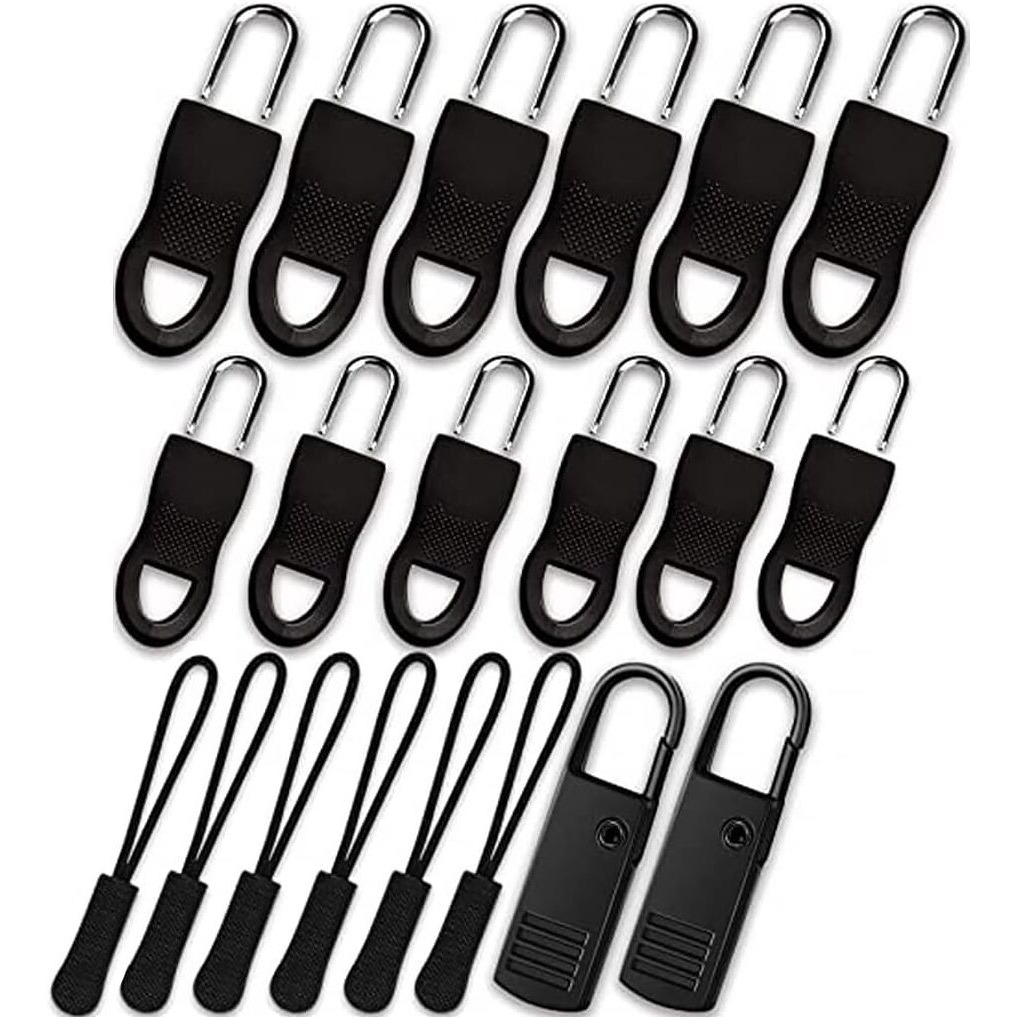 Hasthip 20Pcs Zipper Pulls Replacement Kit, Universal Zipper Puller, Detachable Zipper Pull Tab For Bags, Purses, Luggage, Backpacks, Jackets, Boots, Tents - 3 Styles, 4 Sizes