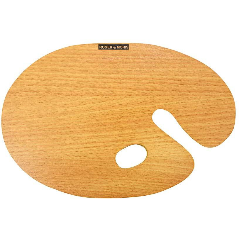 Roger & Moris Artist Wooden Palette (Baverian Beach) With Thumb Hole For Drawing, Painting And Coloring Size (9 Inch X 14- Inch)