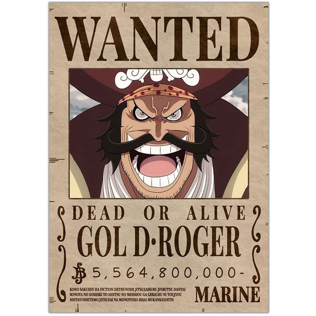 Comicsense.Xyz One Piece Anime Gol D Roger (Pirate King) Wanted Bounty Poster