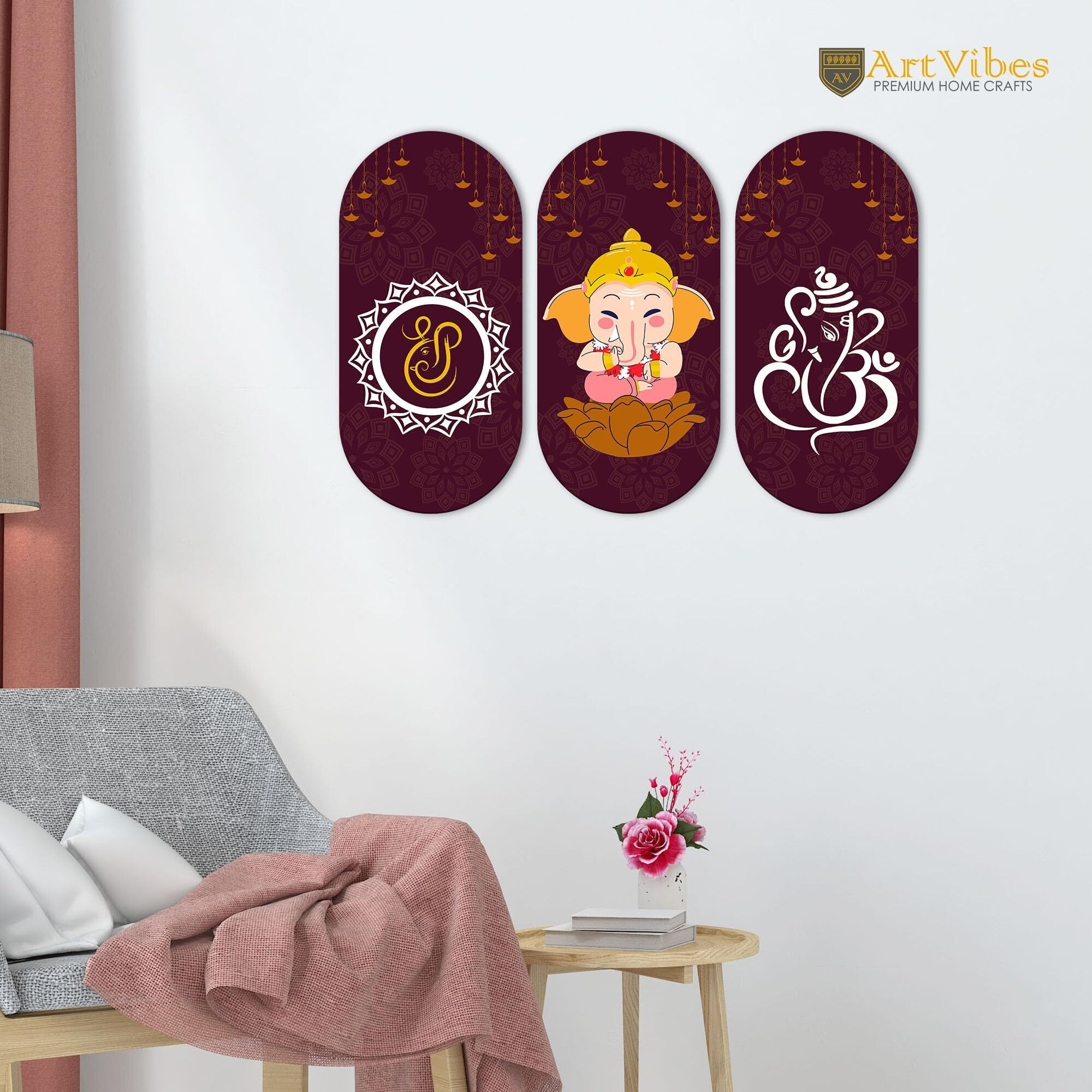 Artvibes Beautiful And Creative Art Printed Wooden Wall Hanger For Home | Office | Living Room | Gift | Modern Decoration Items | Kitchen Wall Decor | Artworks (Wh_9006N), Set Of 3