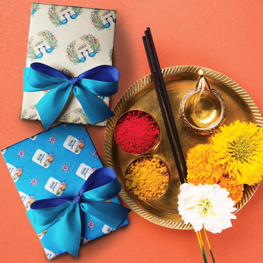 Festiko Happy Janmashtami Gift Wrapping Paper Sheets (12 Pcs - Combo Designs), Janmashtami Decoration Items