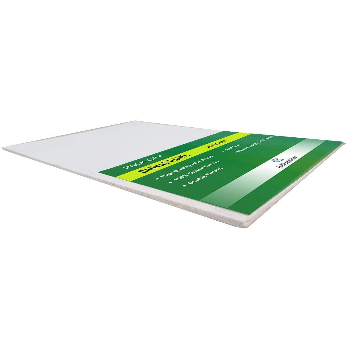 Inditradition Cotton Canvas Board Medium Grain - 20 X 30 Cm | 8 X 12 Inches (Pack Of 4)