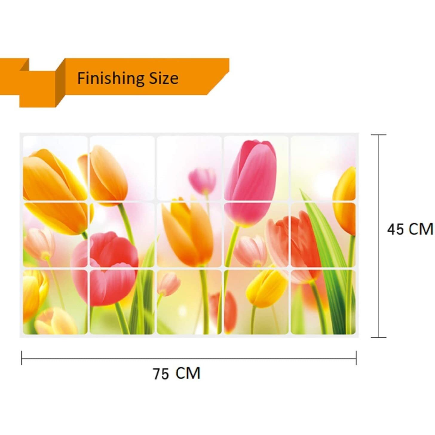 Jaamso Royals Pink And Yellow Flower Design Removable Oil Proof Heat Resistant Kitchen Wall Sticker For Home Decor (45 Cm X 75 Cm)