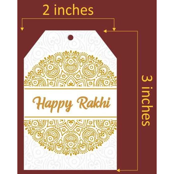 Svm Craft Happy Raksha Bandhan Gift Tags (Pack Of 50).D-3- Rakhi Gift Card Tags With Gold String For Attaching To Gift Boxes And Cake Boxes.