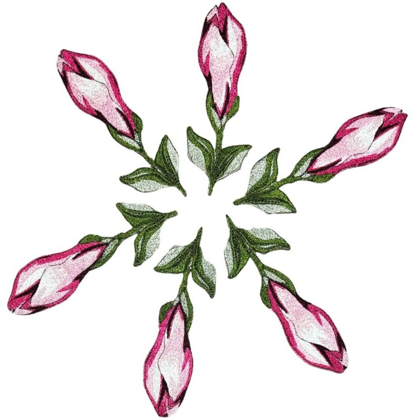 Garaan - Machine Embroidered Applique, Embroidery Patch, Sew On Patches, Diy Projects, Magnolia Small Bud Pink (Pack Of 6)