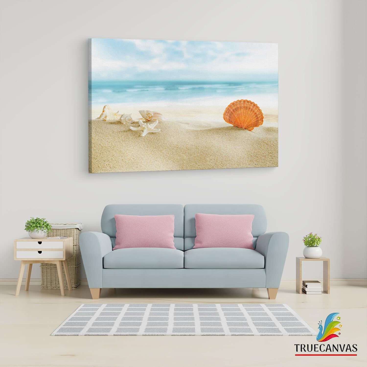 Truecanvas Beach Beautiful Shell, Wooden Framed Canvas Paintings For Living Room | Bedroom | Office | Gallery | Ready Wall Mount Canvas Wall Art Painting | Size - 12 X 18In, Ct0710