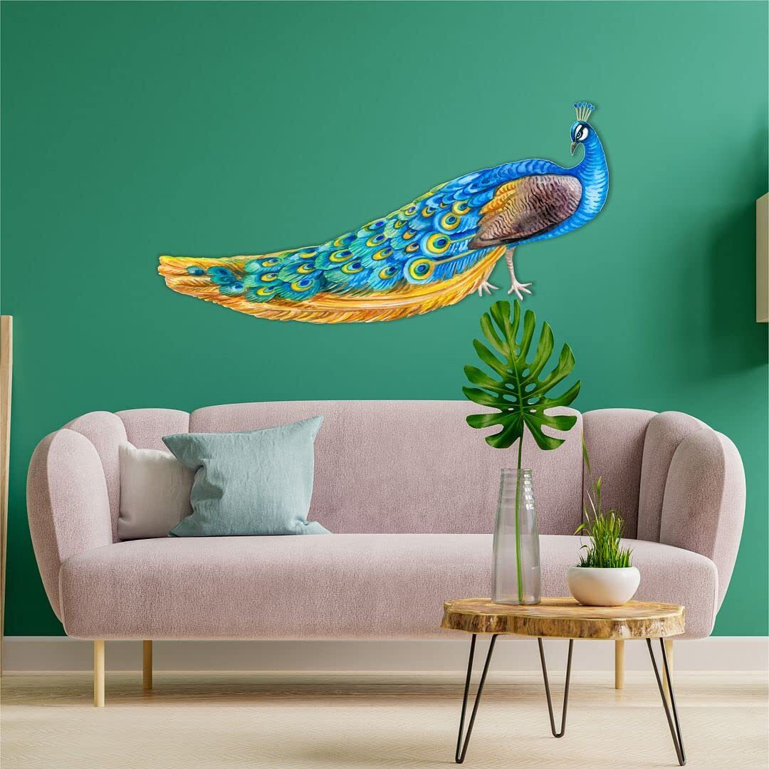 Cvanu Unique & Beautiful Color Design National Bird Peacock Vinyl Wall Sticker Decal For Wall Decoration Sticker (39Cm X 80Cm)_Waterproof, Removable