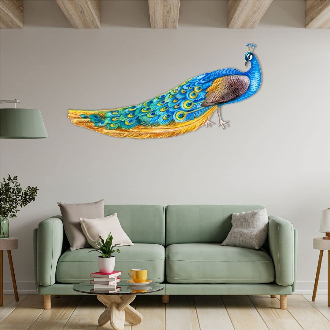 Cvanu Unique & Beautiful Color Design National Bird Peacock Vinyl Wall Sticker Decal For Wall Decoration Sticker (39Cm X 80Cm)_Waterproof, Removable