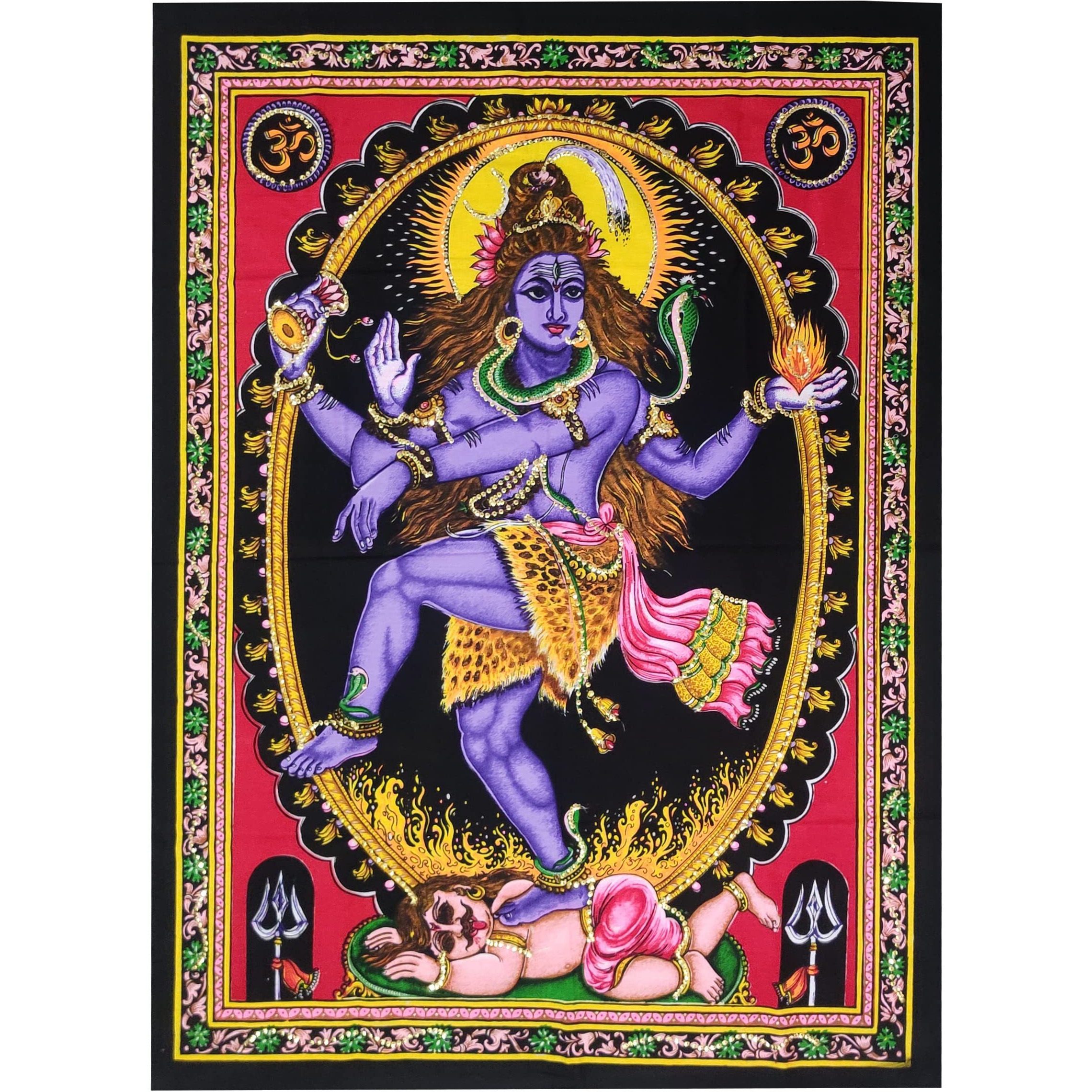 Purpledip Cotton Wall Poster Shiva Mahadev Spiritual Hanging Unframed Sheet, Multicolor (20086)