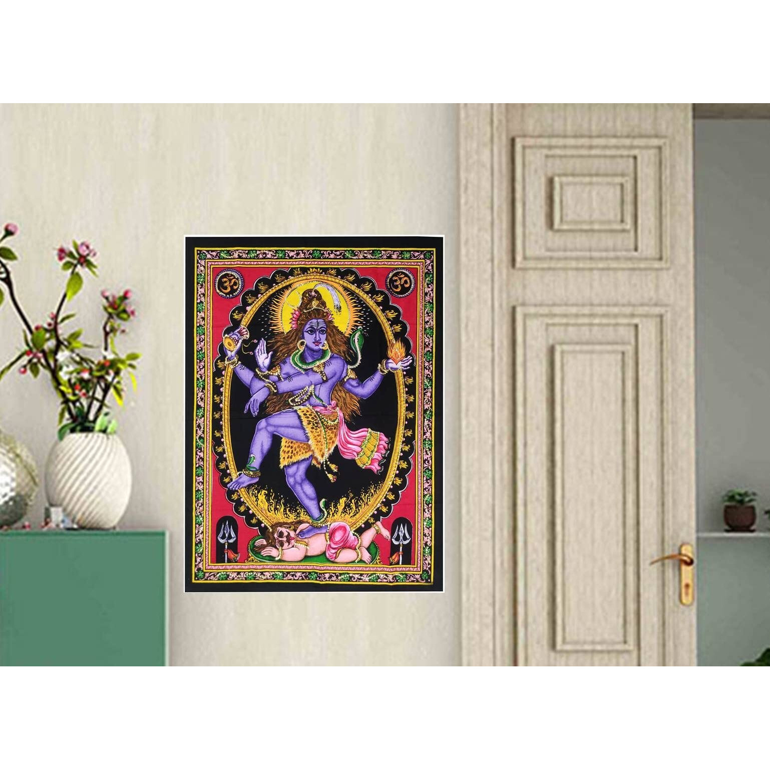 Purpledip Cotton Wall Poster Shiva Mahadev Spiritual Hanging Unframed Sheet, Multicolor (20086)