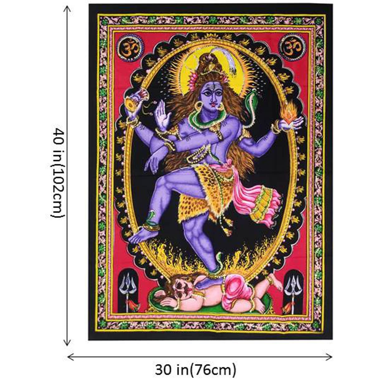 Purpledip Cotton Wall Poster Shiva Mahadev Spiritual Hanging Unframed Sheet, Multicolor (20086)