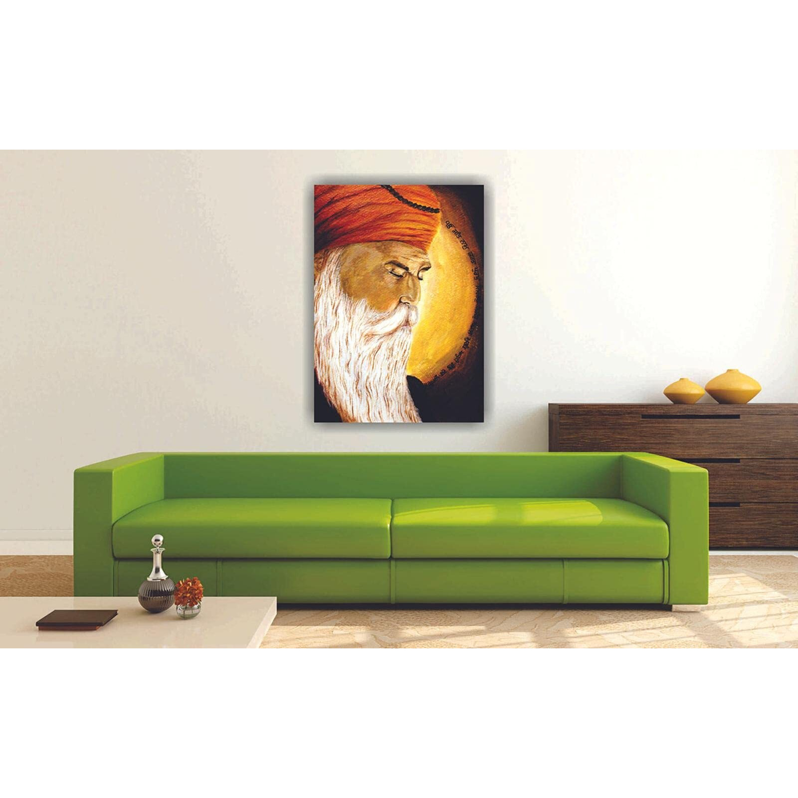 Pixelartz Canvas Painting Shree Guru Nanak Dev Ji For Home And Office Dcor (8X12 Inches, Small) (Unframed)