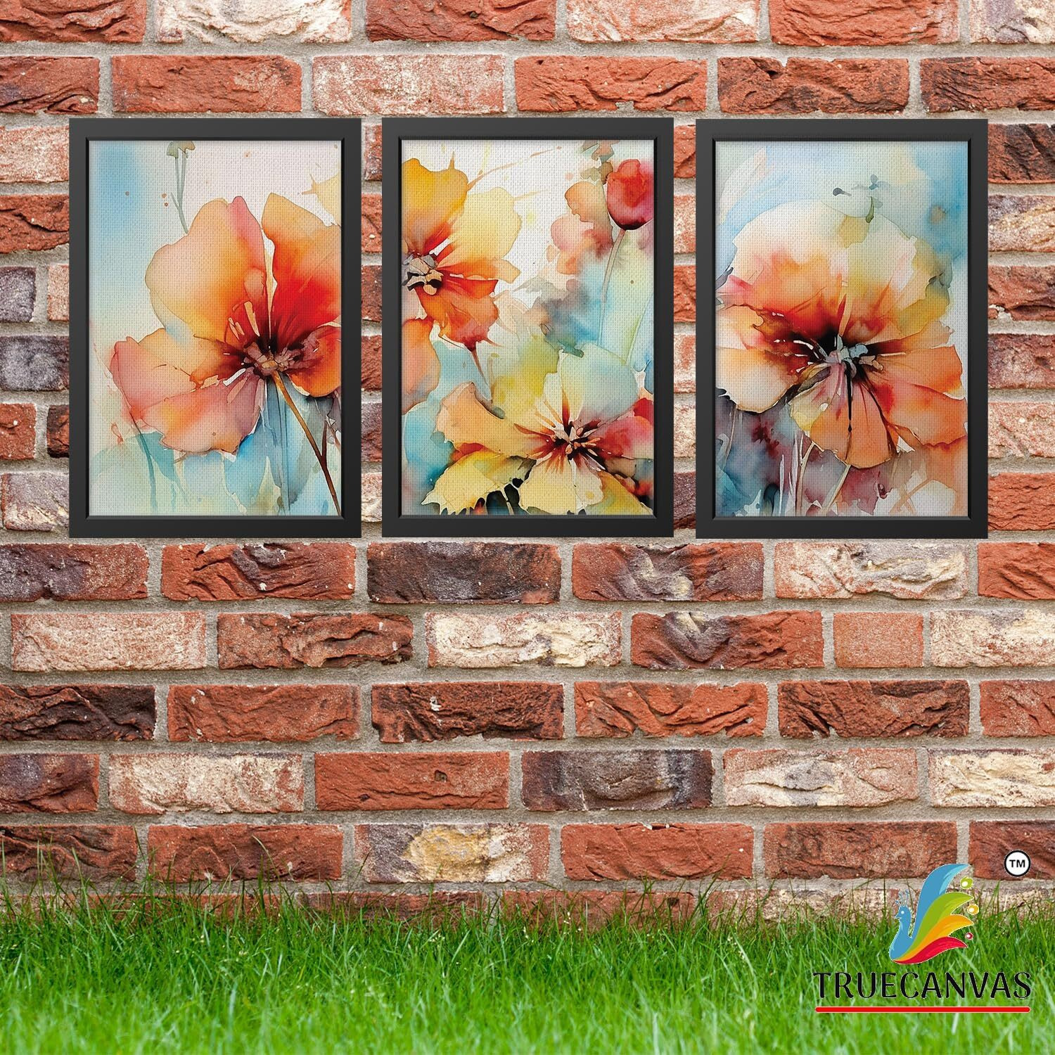 Truecanvas Abstract Canvas Painting Set Of 3 Wall Hanging Frame For Home, Living Room Gallery & Office, Black, Size - 13.50 X 19.50 Inch, Sf217