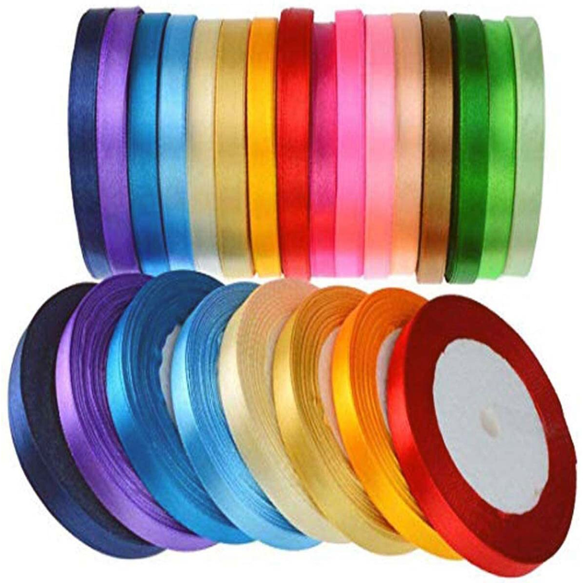 Diy Crafts 10 Mtr, Random Combo, 1-2&quotInch Ribbon Single Face Solid Satin Polyester 10-25 Colors Unsorted Bulk Lots Mix For Gift Wrapping Party Decoration In Christmas,Bir(10 Mtr, Random Combo)