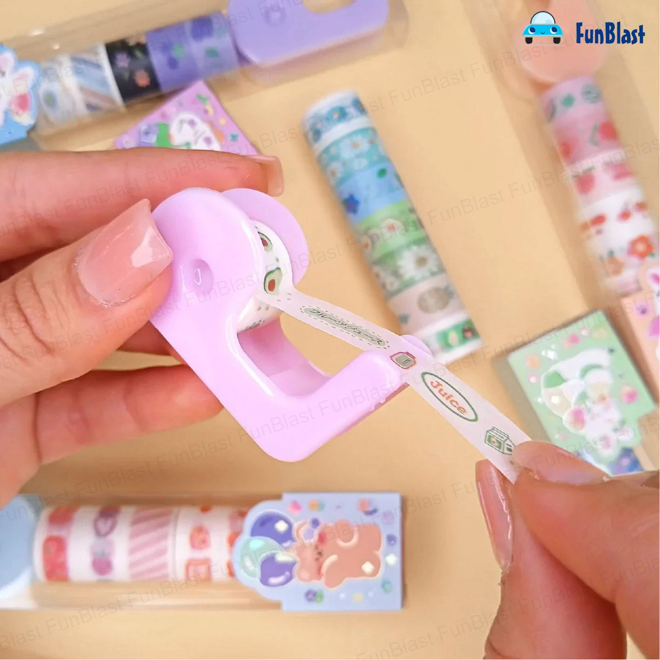 Funblast Washi Tape Set  24 Pcs Mini Decorative Masking With Dispenser, Paper Tape For Scrapbooking, Planners, Card, Gift Wrapping, Diy Decoration Tapes For And Art & Craft