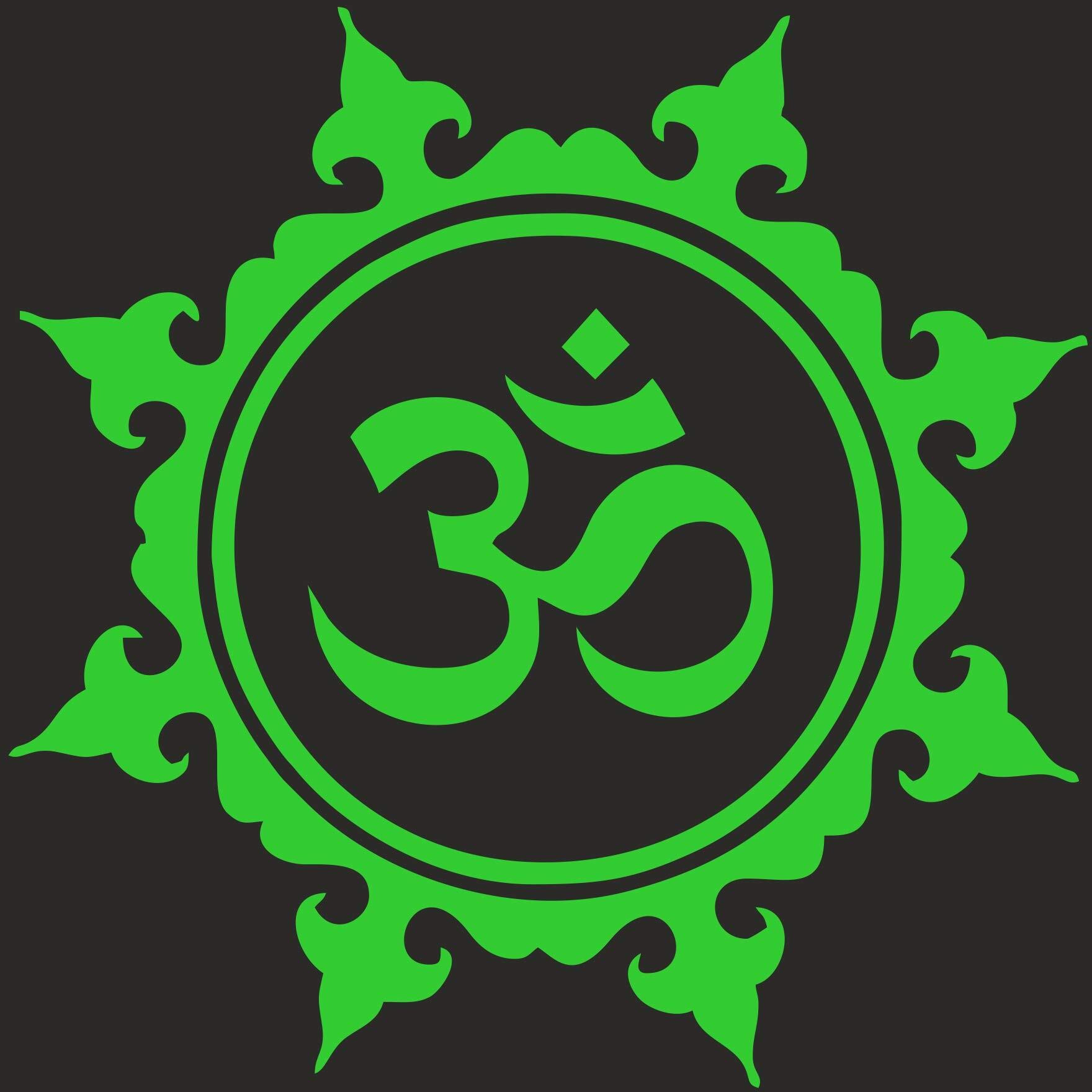 Dreamkraft Glow In Dark Radium Decorative Om Wall Sticker (Green, 20X20 Cm) - Om Sticker Glow In The Dark Om Round Dots Vinyl Wall Sticker, Self Adhesive Sticker