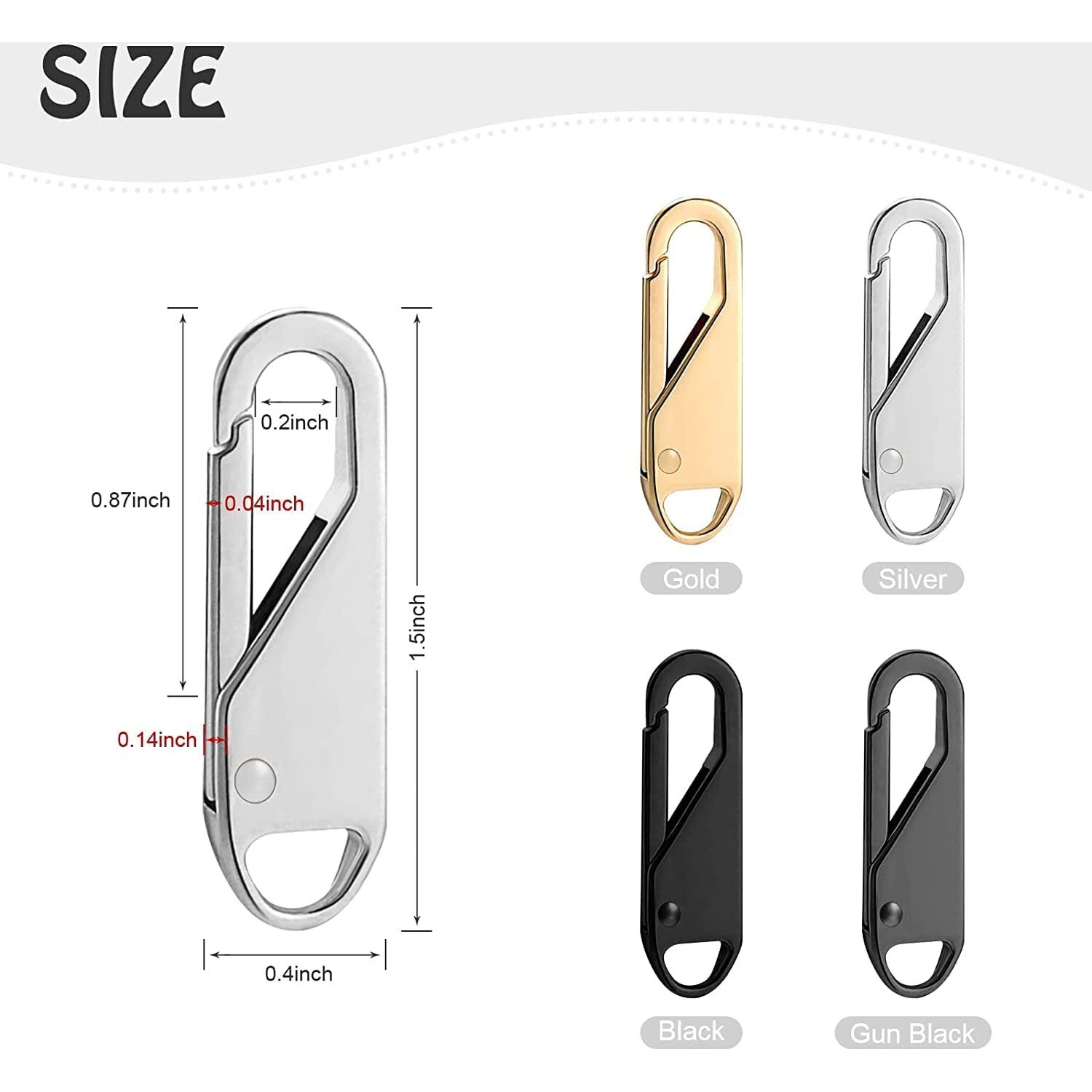 Tseb Enterprise Zipper Pull Replacement Metal Zipper Improved Thin Hook Size Replacement Pullers Handle Mend Fixer Zipper Tab Zipper Sliders Zipper Pullers For Bag,Coat Boots,Jacket,Backpacks(5Pcs)