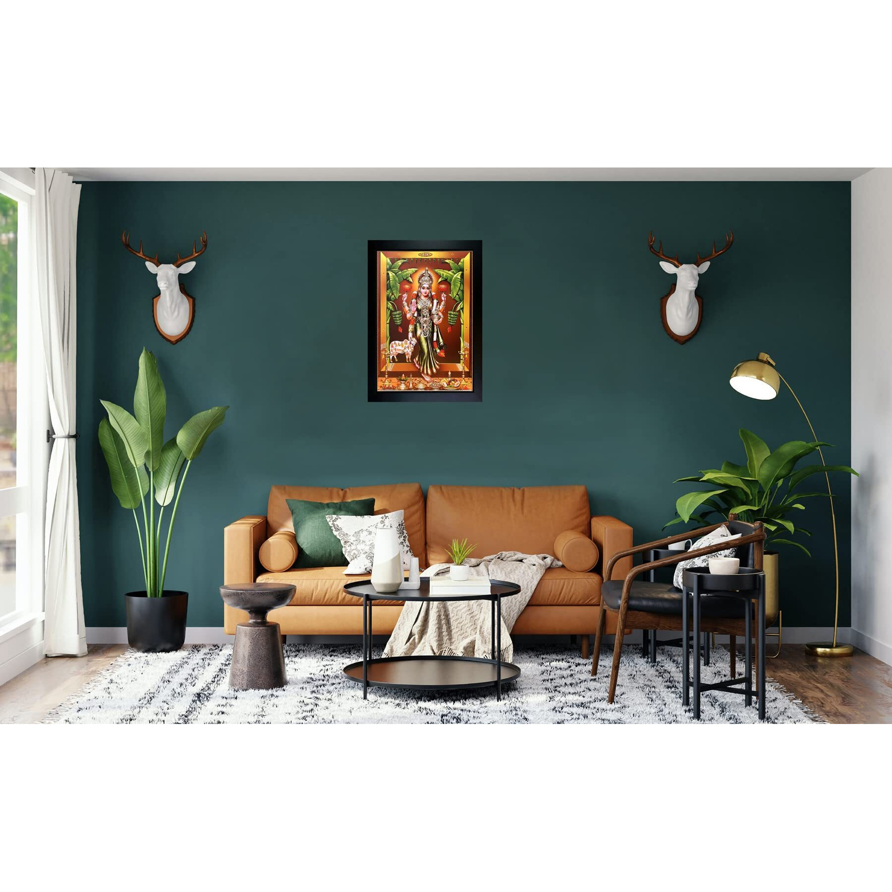 Rv Sales Gadapa Laxmi Photo Frame | Gruhalakshmi Wall Painting For Home Decoration And Gifting (10 X 13.5 Inch)