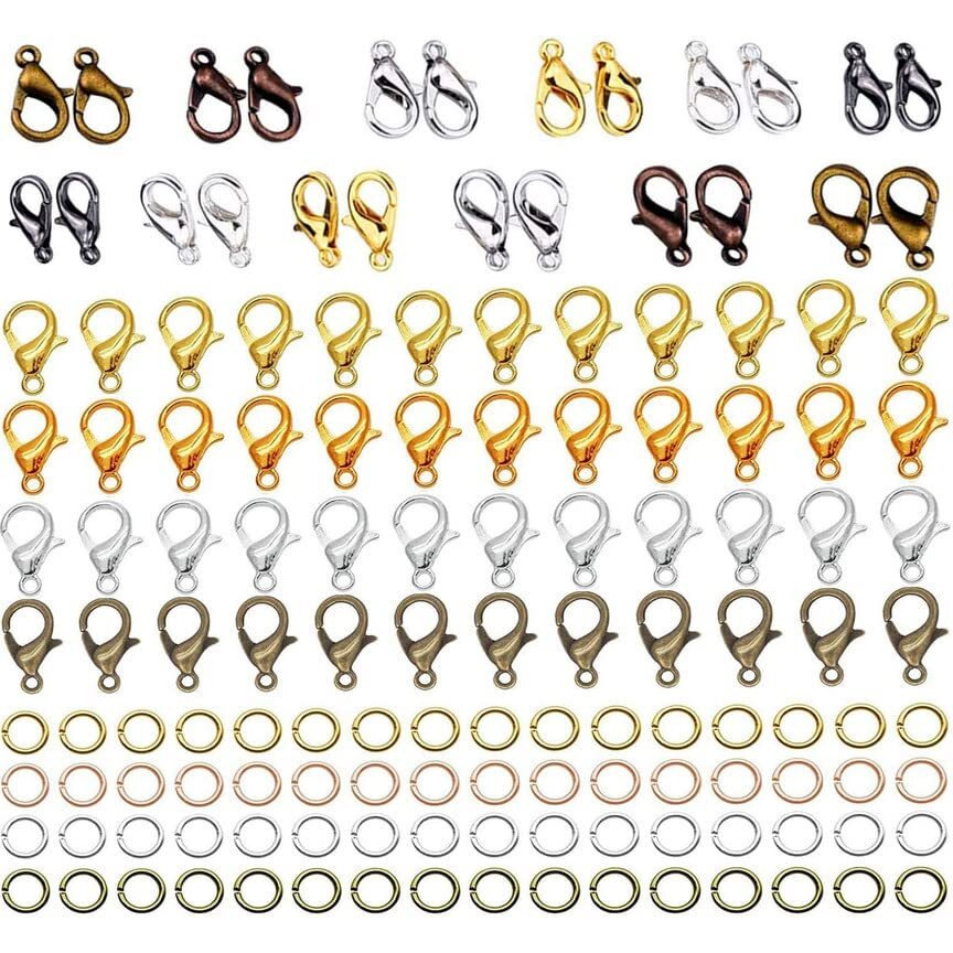 Diy Crafts 100 Grm, Lot Gold/Silver, (100 Grm, Lot Gold/Silver) Hardware Jump Rings, Clasps And Earring Hooks Jewelry Necklace Repair Kit For Jewelry Making Suppli (100 Grm, Lot Gold/Silver)