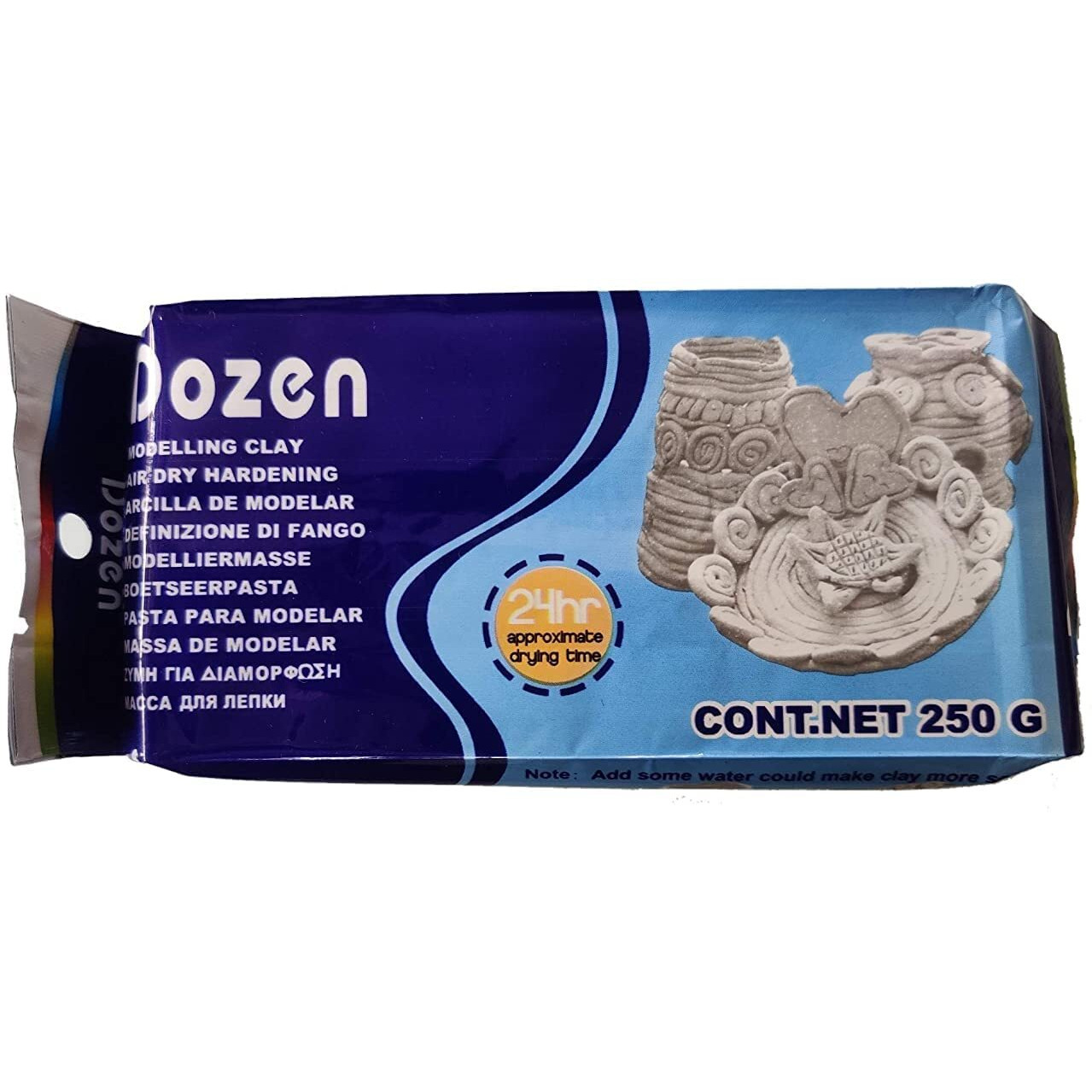 Amigozz Dozen Natural Air-Dry Clay(White) All-Purpose Modeling Clay For Sculpting, Hand Modeling And Throwing, Non-Toxic Ceramic Art Class, Handicraft Making, Gifts For Children (250 Gm)(1Pc)