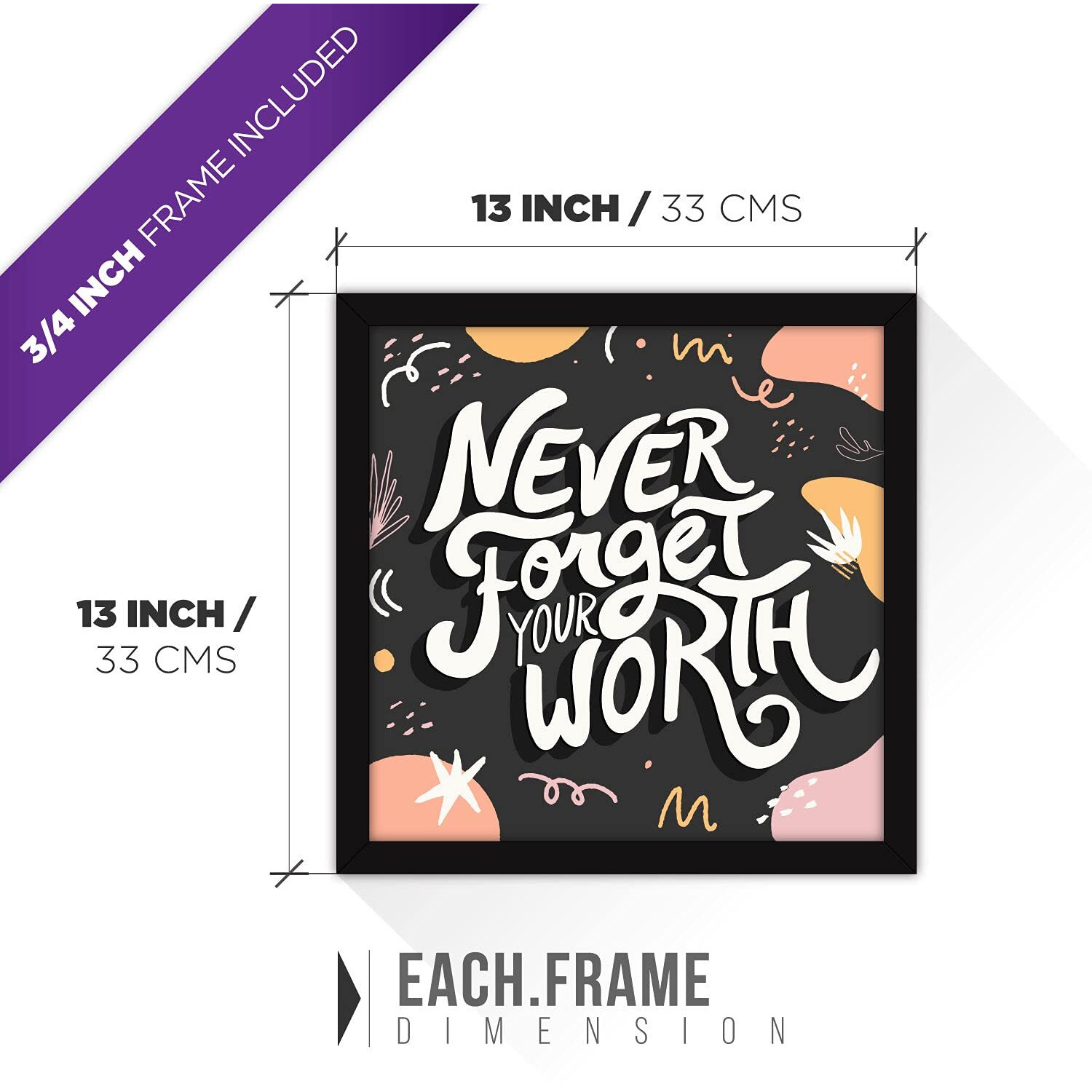 Fatmug Motivational Wall Paintings With Glass For Home And Office Decoration, 13X13 Inches -Set Of 3