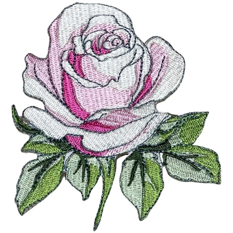 Garaan - Machine Embroidered Applique, Patch, Sew On Patches, Diy Projects, Rose 2 (Pack Of 5)