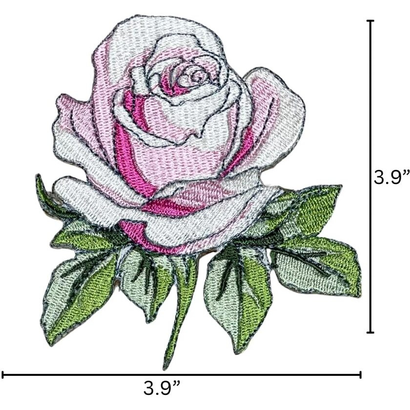 Garaan - Machine Embroidered Applique, Patch, Sew On Patches, Diy Projects, Rose 2 (Pack Of 5)