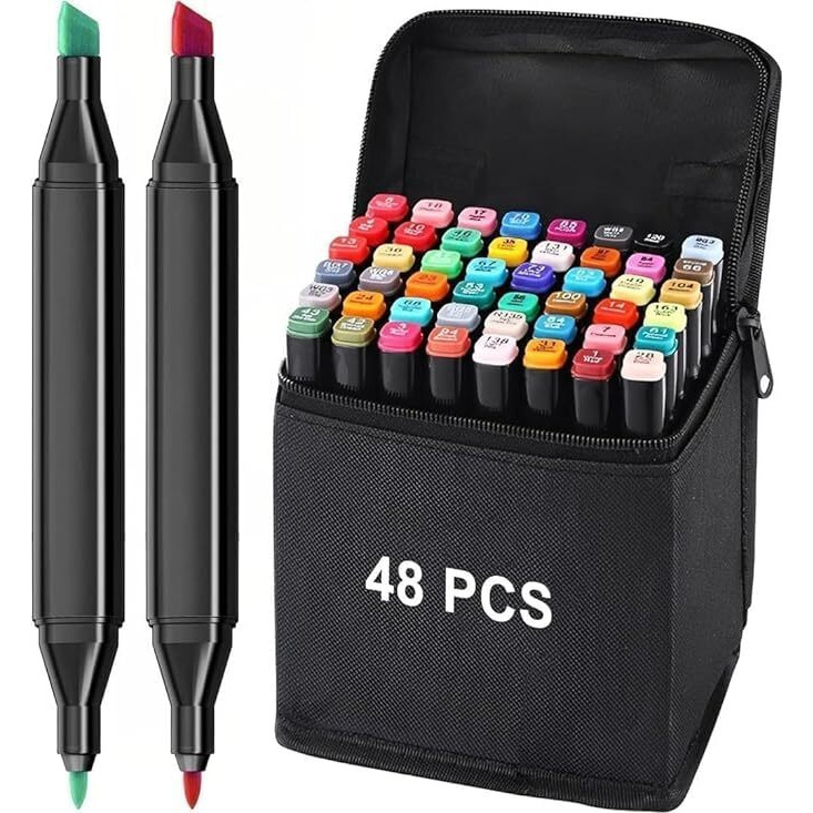 Ketmart 48 Art Marker Pen Dual Tip Outline Marker Pens Set Drawing Acrylic Color Full Markers Set Paint Touch Cool Markers For Kids Markers Drawing (48_Pic Set)
