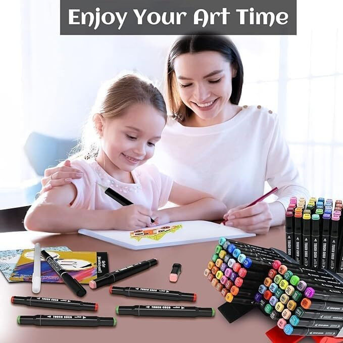 Ketmart 48 Art Marker Pen Dual Tip Outline Marker Pens Set Drawing Acrylic Color Full Markers Set Paint Touch Cool Markers For Kids Markers Drawing (48_Pic Set)