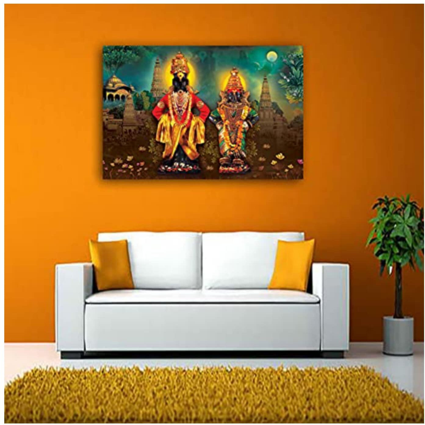 Dharvika Innovations Vitthal Rukmini Sparkle Coated Self Adhesive Waterproof Painting Vinyl Poster Without Frame (24 X 36 Inch) Multicolor