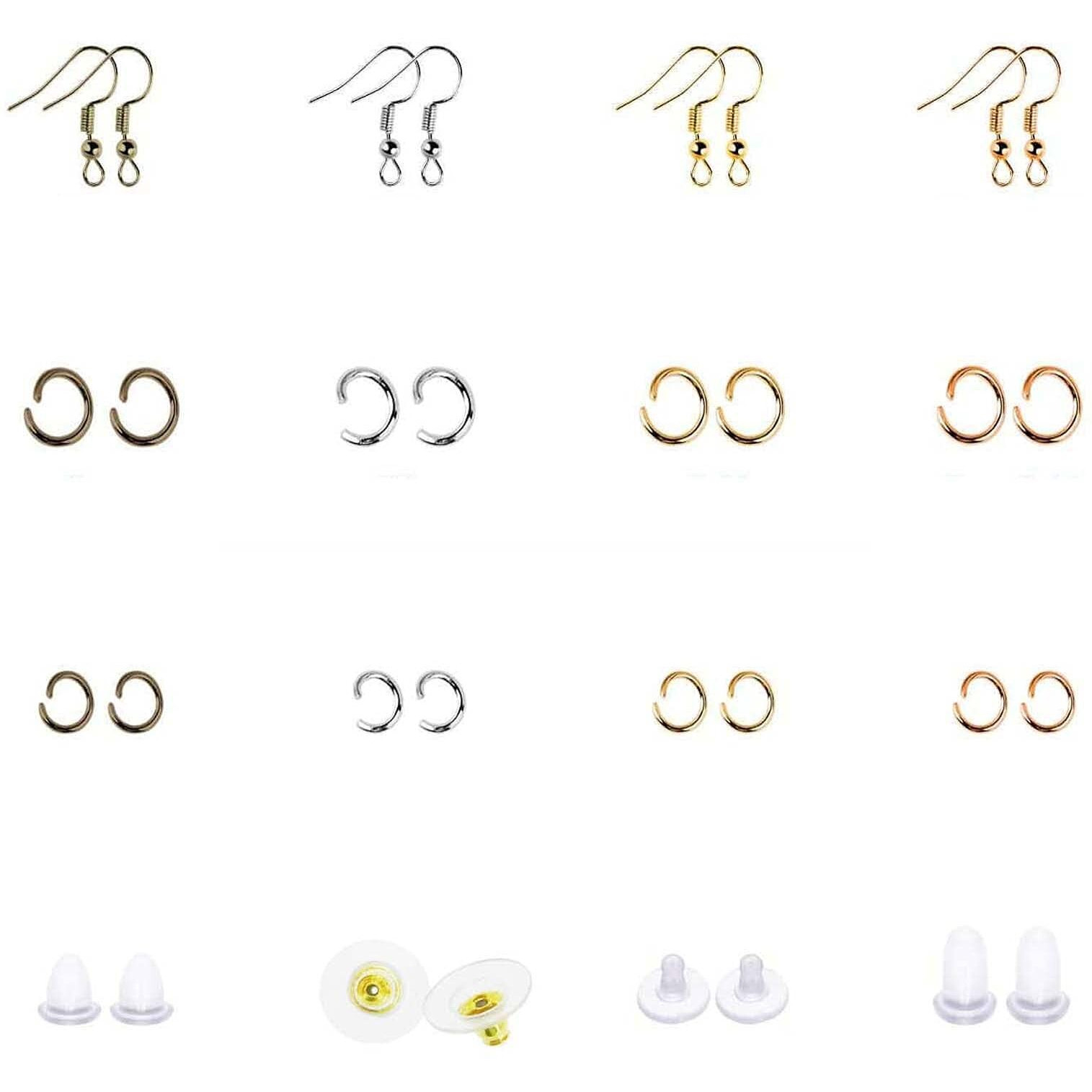 Diy Crafts 300 Grm, Mix Gold/Silver, Earring Jewelry Making Earring Hooks Making Supplies Kit Earring Hooks Open Jump Rings Earring Backs For Jewelry Making Re(300 Grm, Mix Gold/Silver)