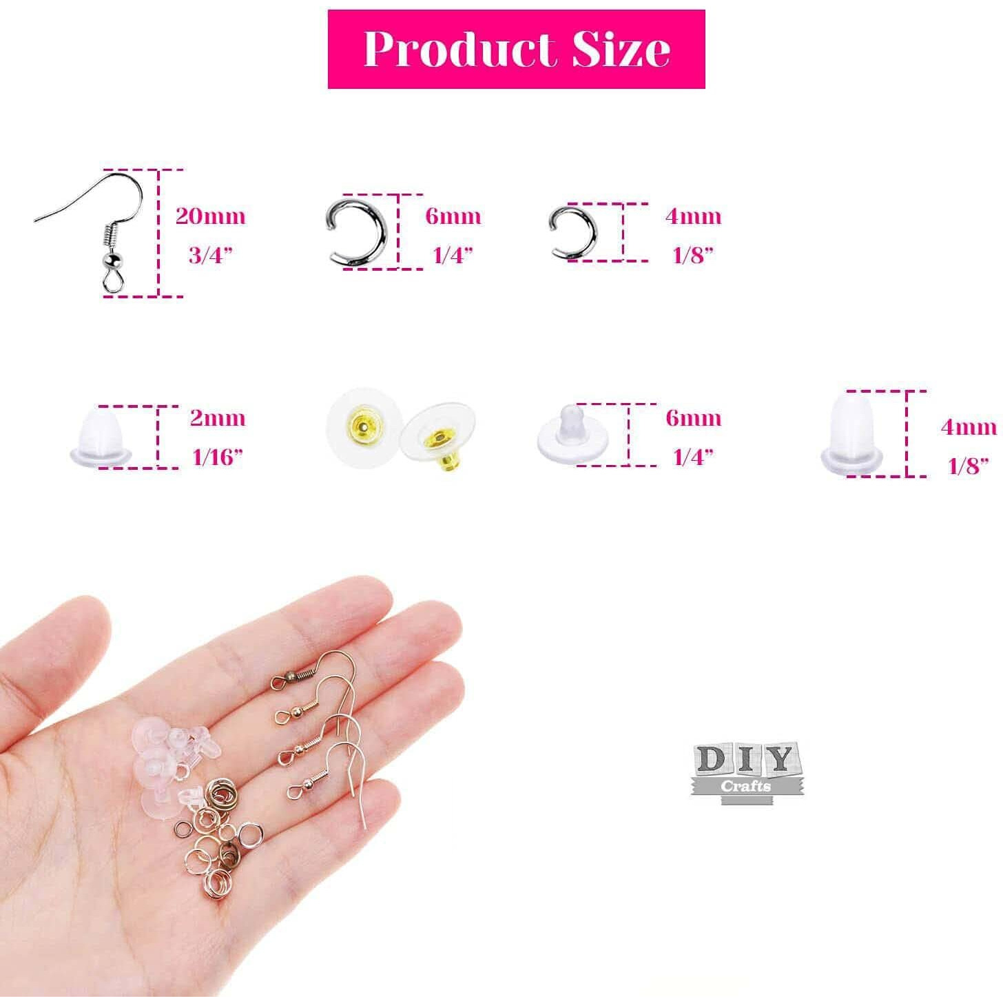 Diy Crafts 300 Grm, Mix Gold/Silver, Earring Jewelry Making Earring Hooks Making Supplies Kit Earring Hooks Open Jump Rings Earring Backs For Jewelry Making Re(300 Grm, Mix Gold/Silver)