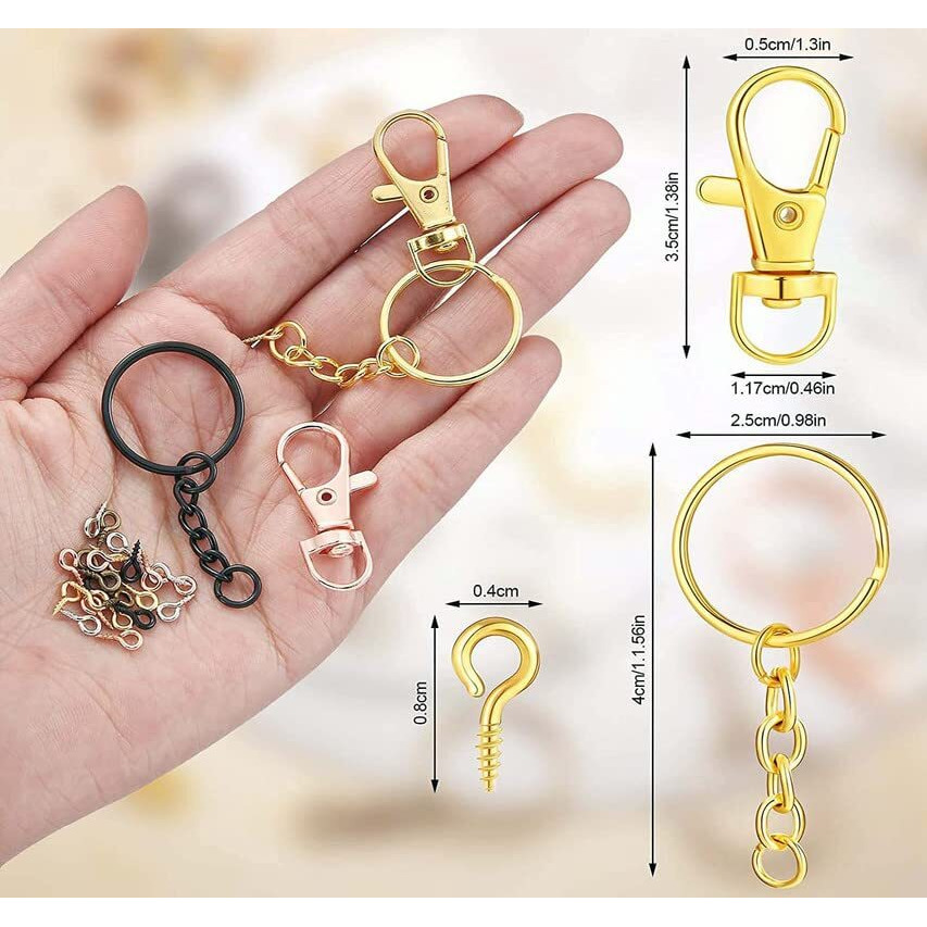 Diy Crafts 20X Pcs, Antqiue Bronze, 5 Sets 20 Pcs - 50 Sets 200 Pcs, Keychain Rings + Chain, Open Jump Rings & Screw Eye Pins For Crafts Charm Jewelry M (20X Pcs, Antqiue Bronze)