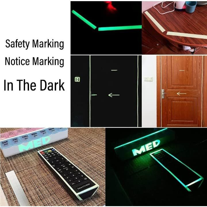 Helimix Tape Glow In Dark Green Redium Illuminating Night Glow Tape Decoration Fluorescent Tape 5 Metar (Pack Of 1)