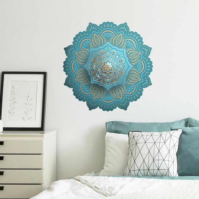Indian Royals Blue Mandala Art Peel And Stick Self Adhesive Wall Sticker(30 Cm X 90 Cm)