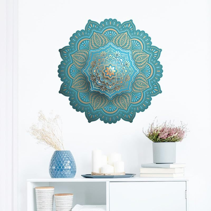 Indian Royals Blue Mandala Art Peel And Stick Self Adhesive Wall Sticker(30 Cm X 90 Cm)