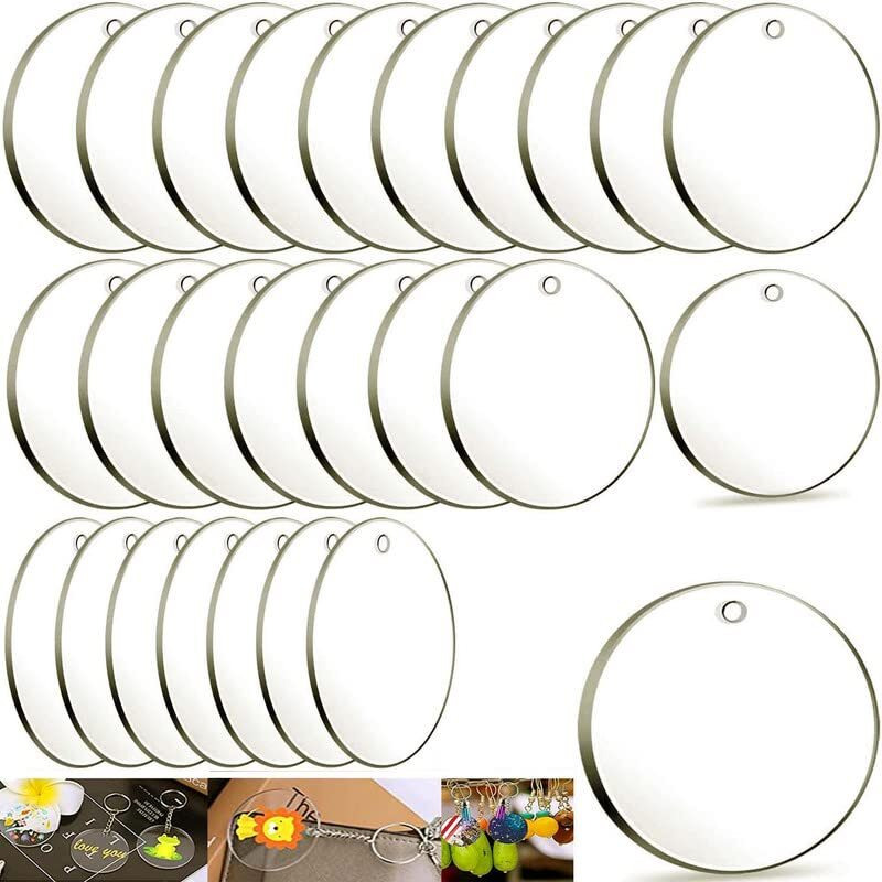 Diy Crafts 6 Pcs, 3" Inch Clear, Acrylic Keychain Blanks, Clear Keychains For Vinyl, Acrylic Transparent Circle Discs Acrylic Blanks Keychain Bulk For Diy Keychain, Craft (6 Pcs, 3" Inch Clear)