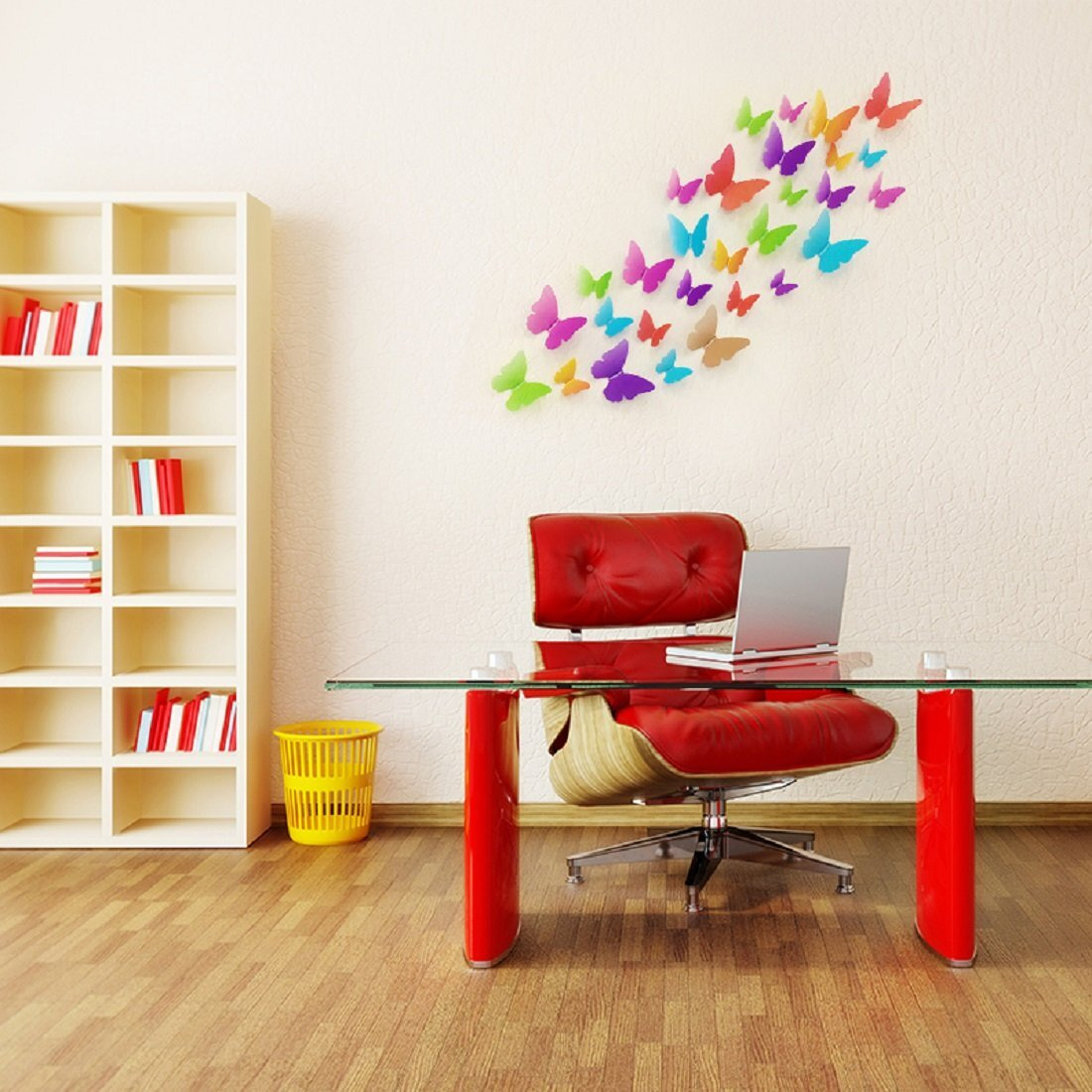 Jaamso Royals Multicolor 3D Butterflies Vinyl Self Adhesive Home Decor Wall Sticker 1 Combo Of 30 Piece Wall Sticker (29.7 Cm X 21 Cm)