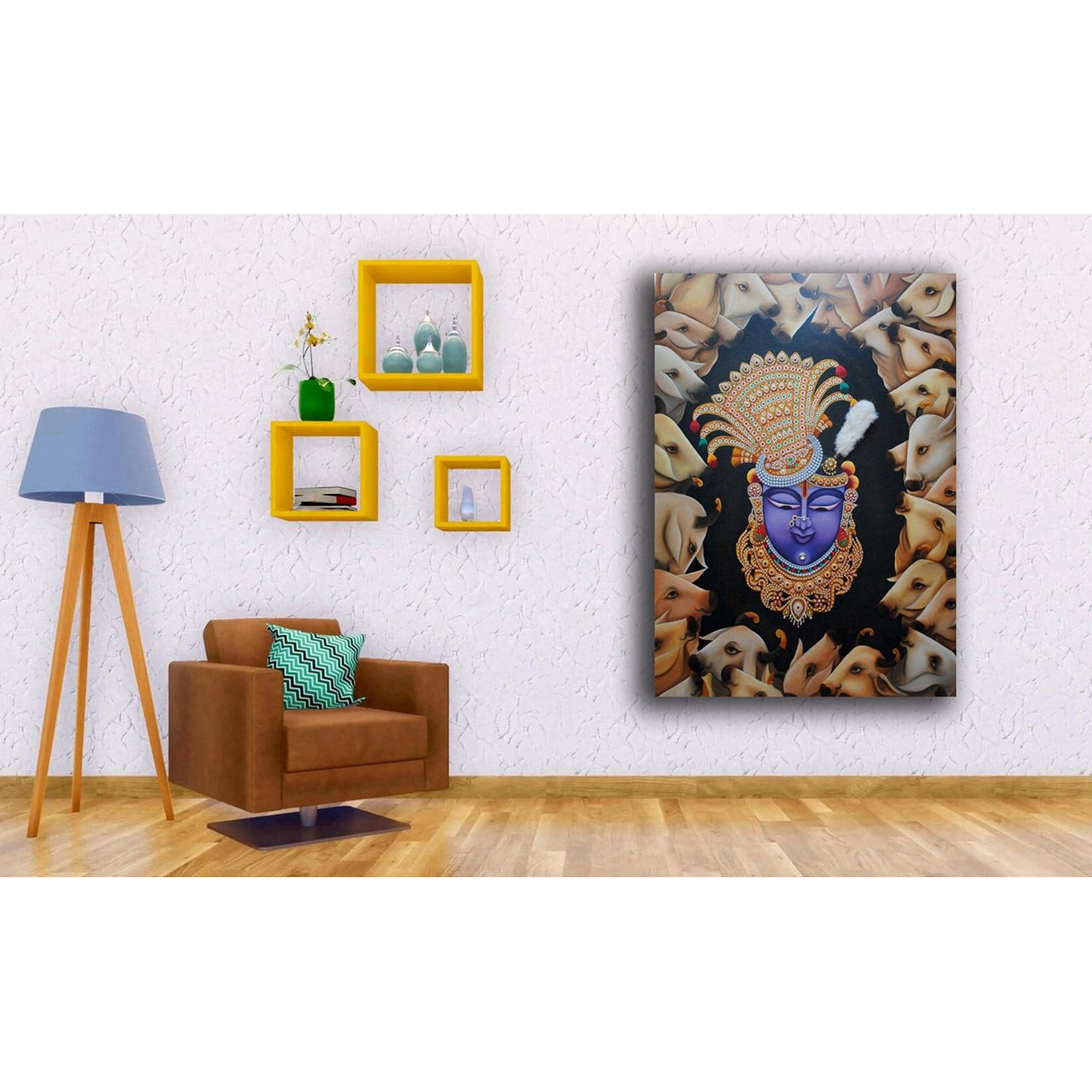 Pixelartz Canvas Painting Shrinath Ji Pichwai Paintings Modern Art Painting For Home Decor (Without Frame)