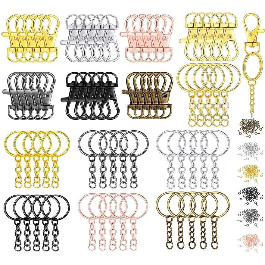 Diy Crafts 10 Pcs, Gold, Swivel Snap Hook Key Chain Rings Swivel Lobster Clasp Key Rings Chain Jump Rings Screw Eye Pins For Keychain Lanyard (10 Pcs, Gold)